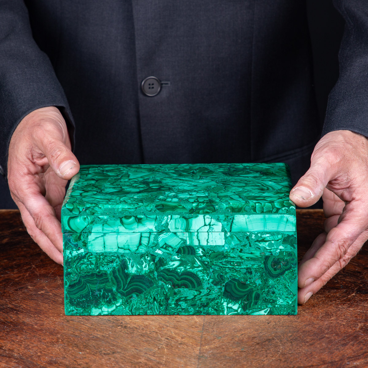 Grande Boîte à Bijoux En Marbre D'onyx Vert, Pieds Pattes De Lion En Laiton Dore Boite A Bijoux Marbre Laiton